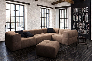 Диван Квадро коричневого цвета в интерьере Лофт